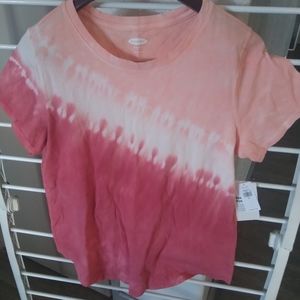 Old Navy tie die women's tee salmon and pink